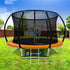 8FT Trampoline for Kids w/ Ladder Enclosure Safety Net Rebounder Orange