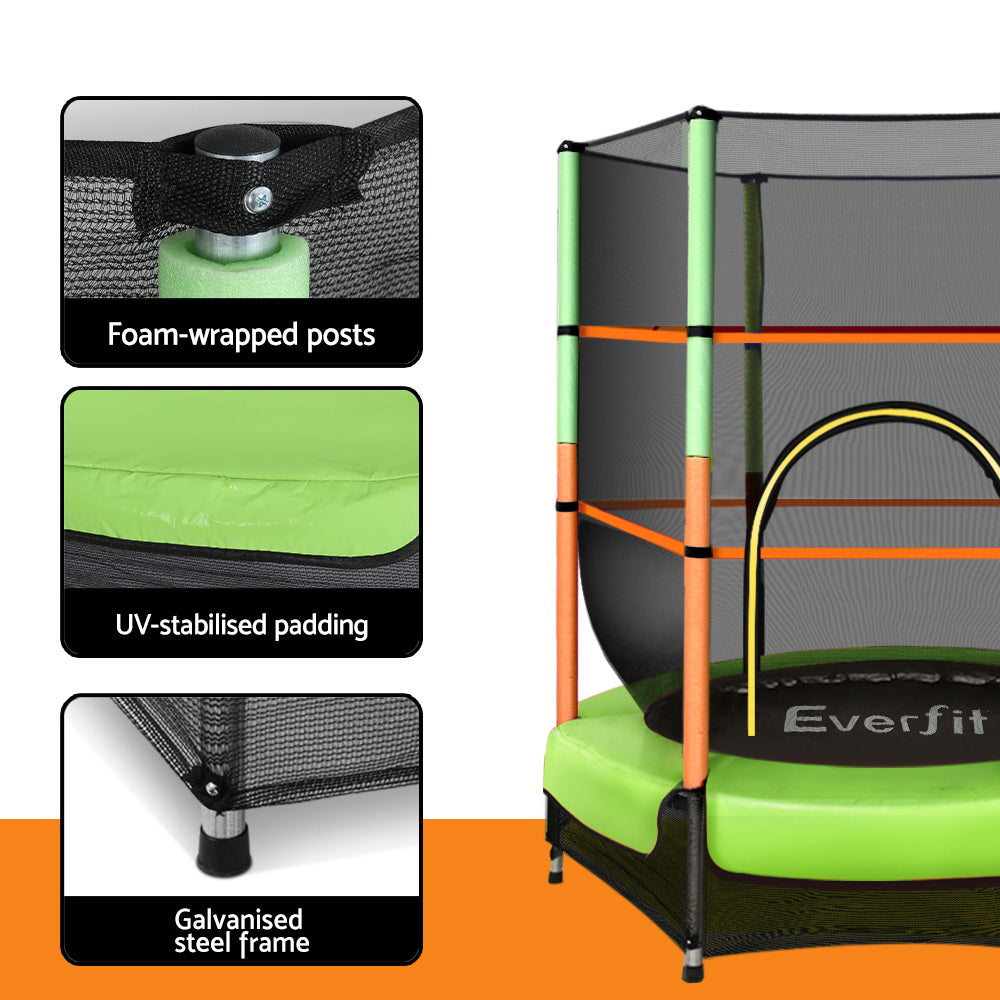 4.5FT Trampoline for Kids Trampoline w/ Enclosure Safety Net Rebounder Gift Green