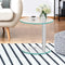 2 Tier Glass Coffee Table Oval Modern Aluminium Frame Side Table