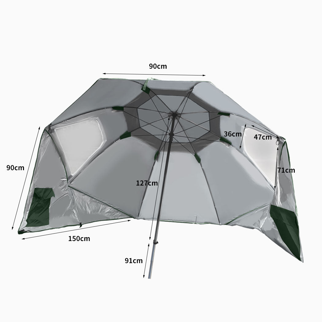 Beach Umbrella Outdoor Umbrellas Sun Shade Garden Shelter 2.33M Green