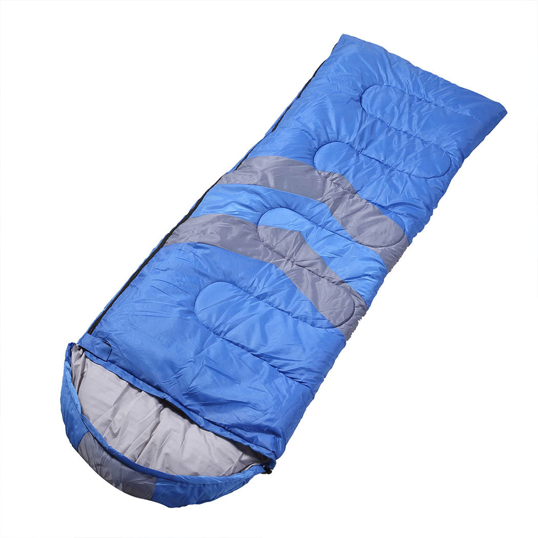 Single Sleeping Bag Bags Outdoor Camping Hiking Thermal -10 deg Tent Blue