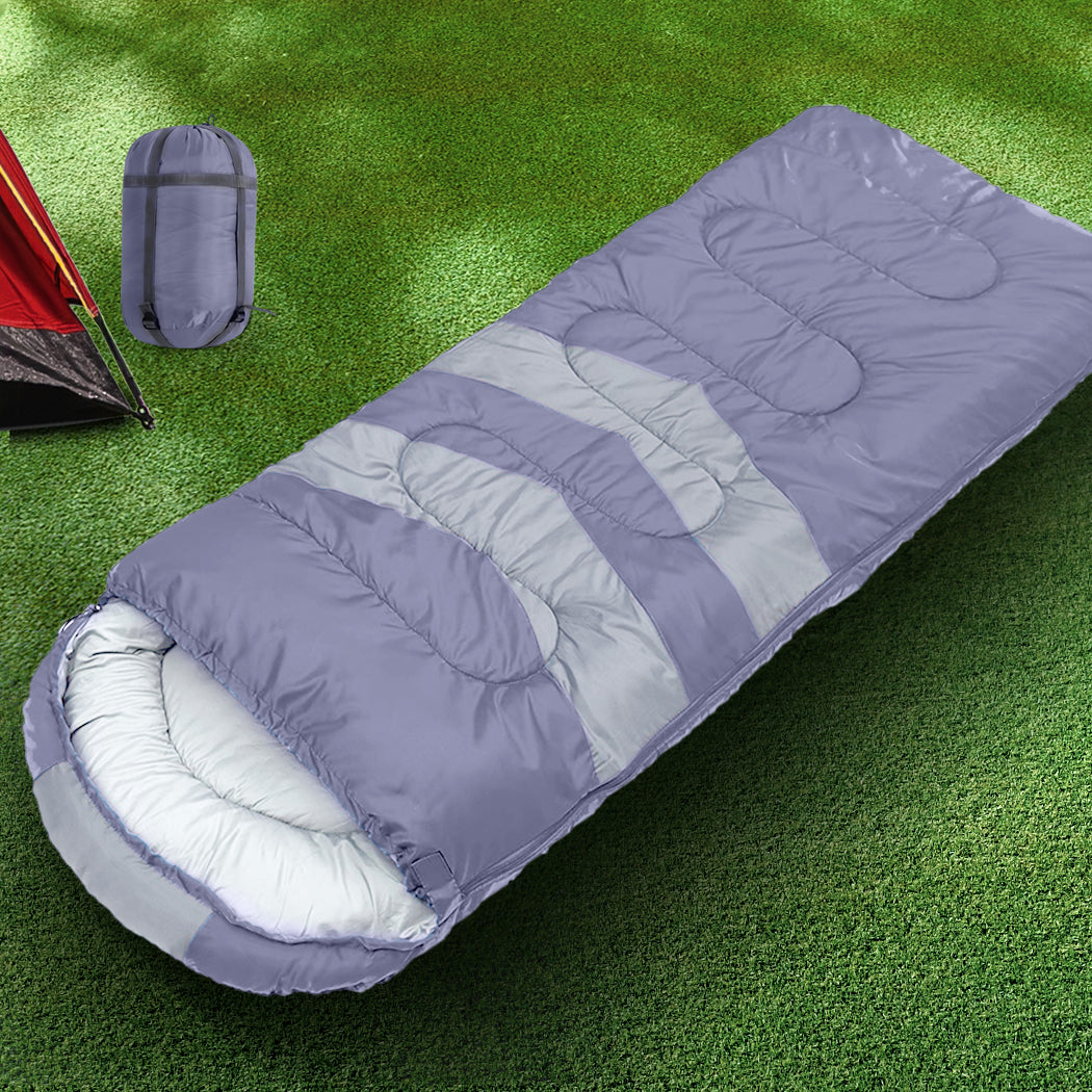 Single Sleeping Bag Bags Outdoor Camping Hiking Thermal -10â„ƒ Tent Grey