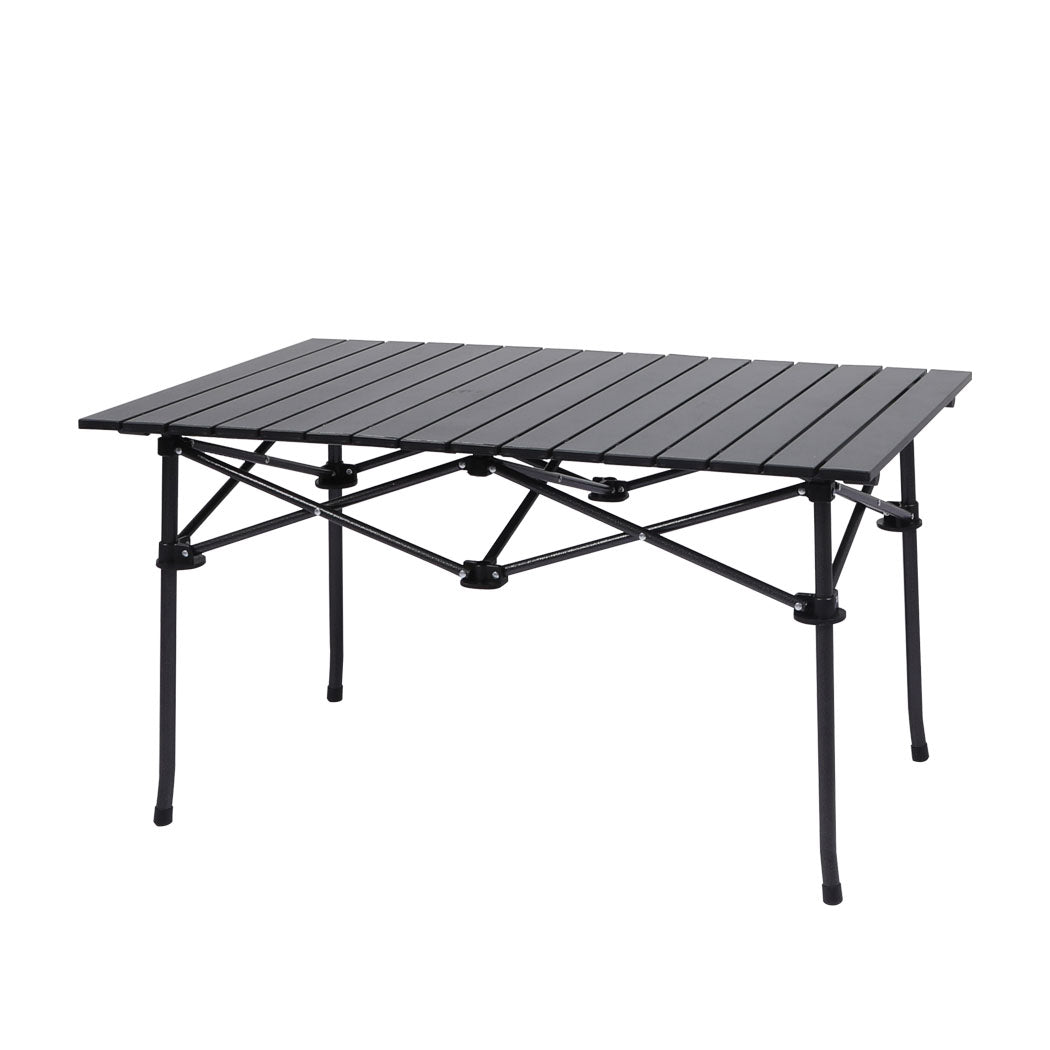 Folding Camping Table Portable Aluminium Outdoor Picnic Garden Black