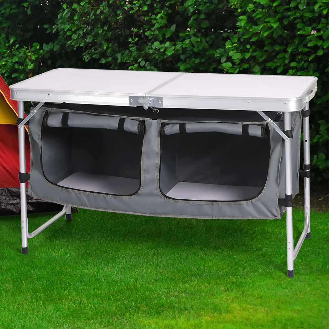 Folding Camping Table Aluminium Portable Picnic Outdoor Storage Organizer