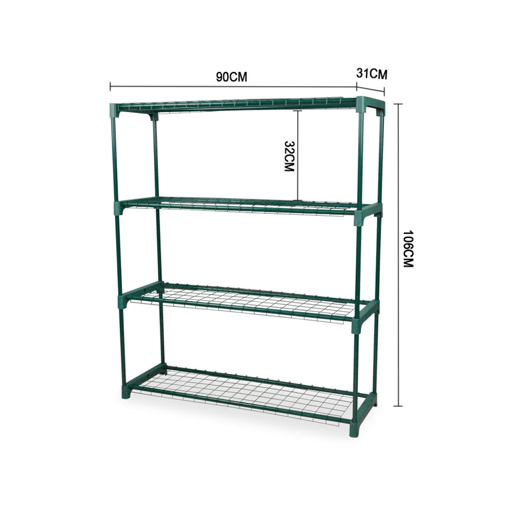 2x 4 Tier Plant Shelve Garden Greenhouse Steel Storage Shelving Frame Stand Rack