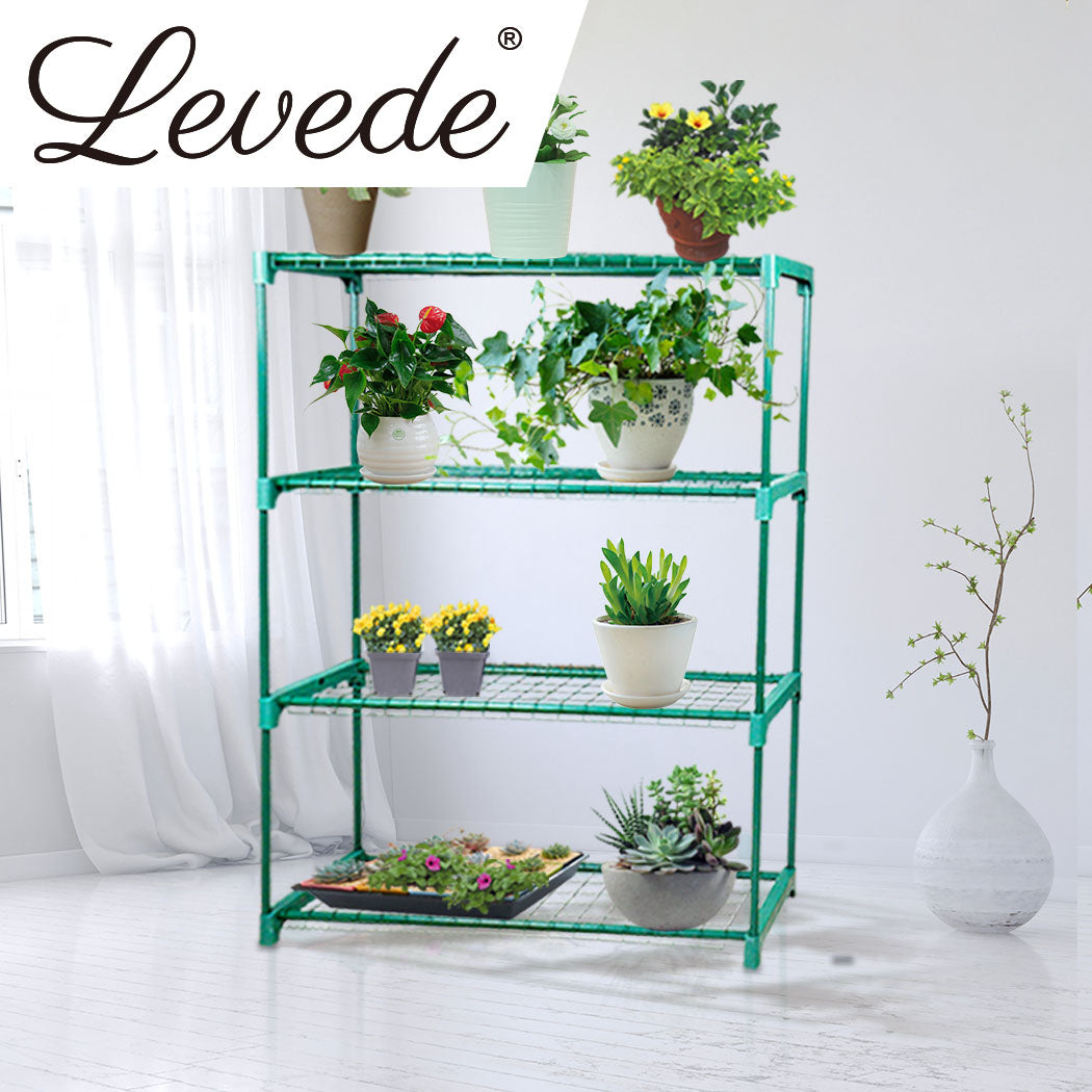 2x 4 Tier Plant Shelve Garden Greenhouse Steel Storage Shelving Frame Stand Rack