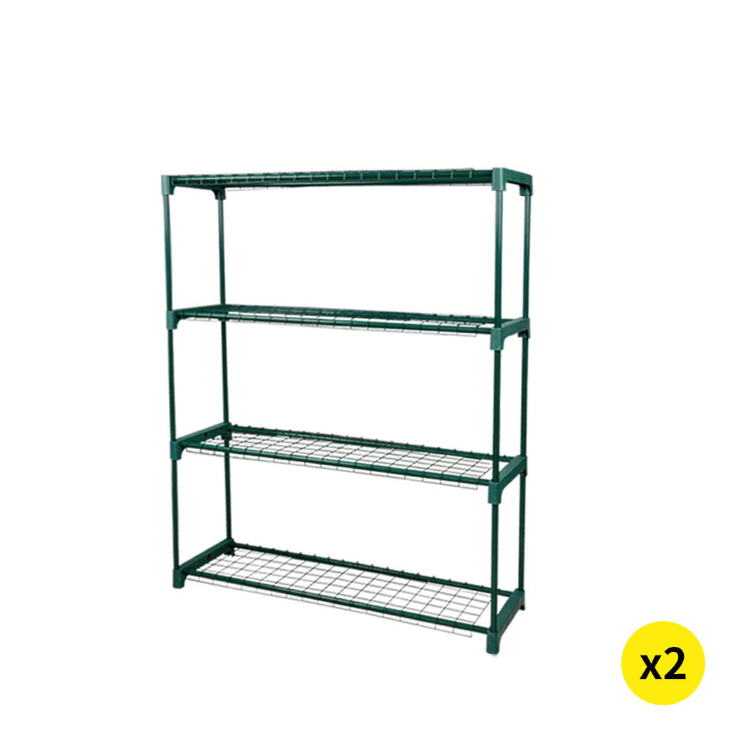 2x 4 Tier Plant Shelve Garden Greenhouse Steel Storage Shelving Frame Stand Rack