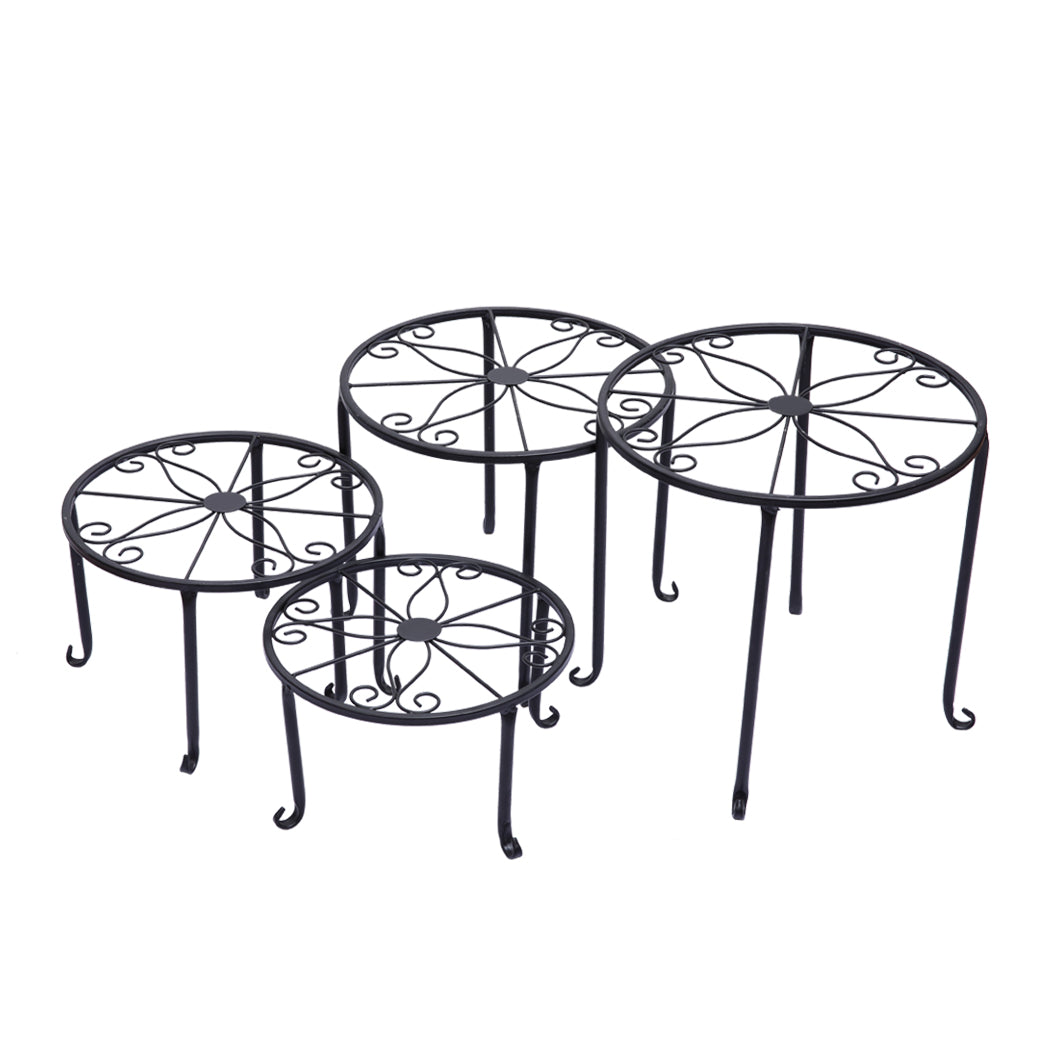 4X Plant Stand Outdoor Indoor Metal Black Flower Pot Garden Decor Rack Round AU