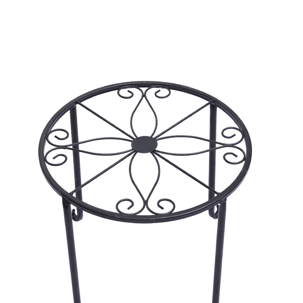 4X Plant Stand Outdoor Indoor Metal Black Flower Pot Garden Decor Rack Round AU