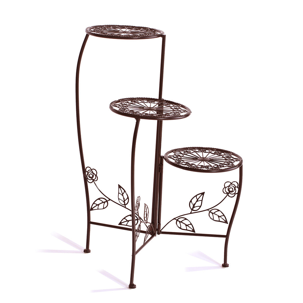 Plant Stand Outdoor Indoor Flower Pots Garden Metal Corner Shelf Wrought Iron