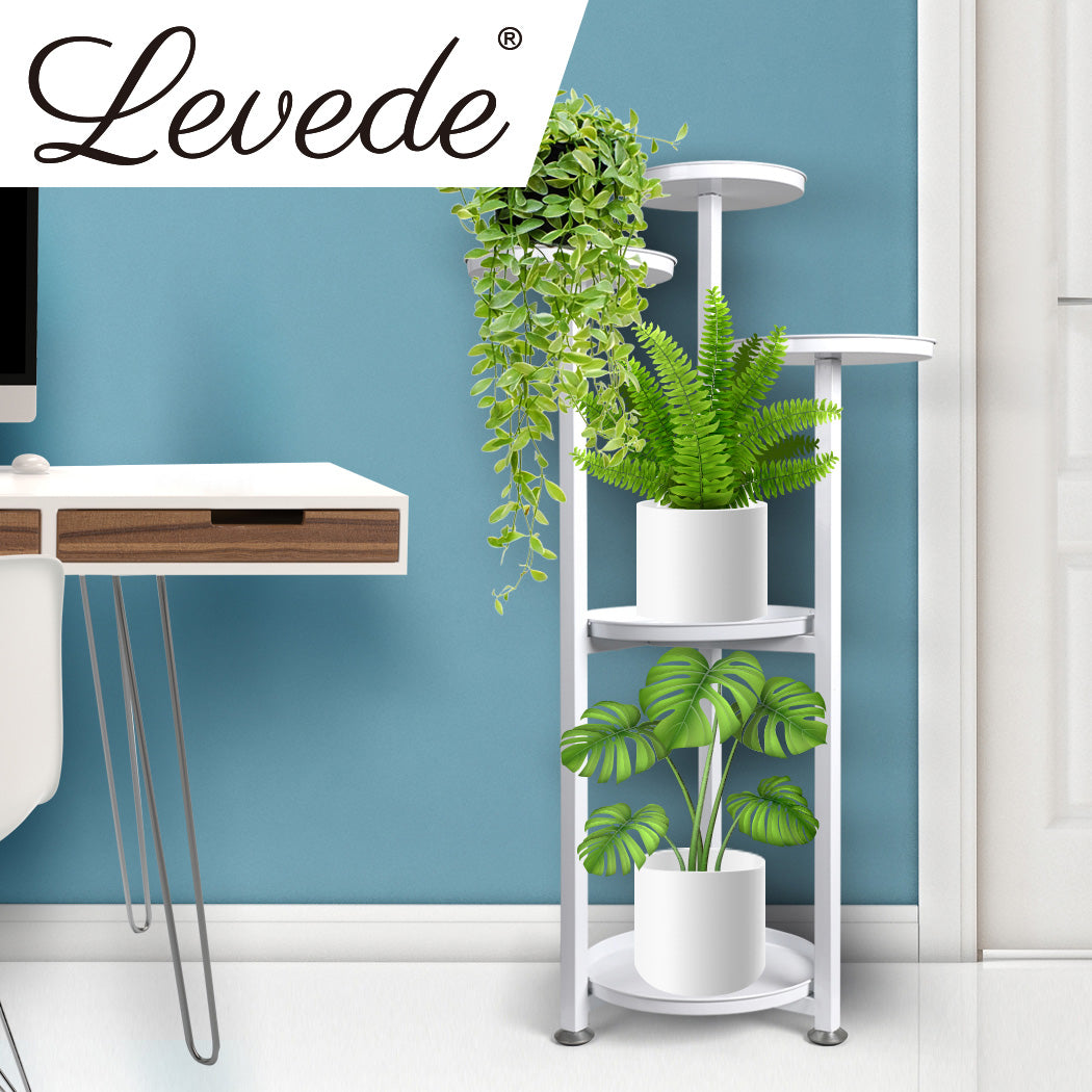 Levede Plant Stand Outdoor Indoor Flower Pots Rack Garden Shelf White 100CM