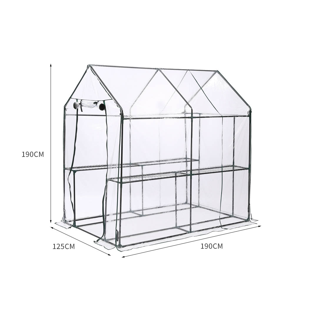 2 Tier Walk In Greenhouse Garden Shed PVC Cover Film Tunnel Green House Plant