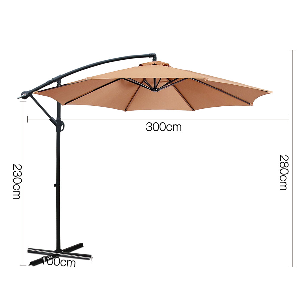 3m Outdoor Umbrella Cantilever Beach Garden Patio Beige