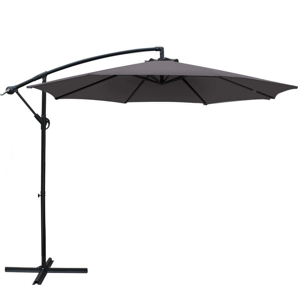 3m Outdoor Umbrella Cantilever Beach Garden Patio Charcoal