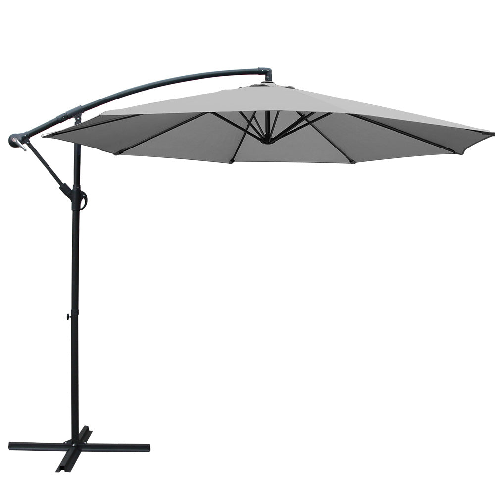 3m Outdoor Umbrella Cantilever Beach Garden Patio Grey