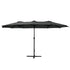4.57m Outdoor Umbrella Beach Pole Garden Tilt Black