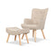 Armchair Set with Ottoman Beige Lansar