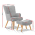 Modern Scandinavian Style Fabric Armchair and Ottoman  Light Grey