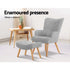 Modern Scandinavian Style Fabric Armchair and Ottoman  Light Grey