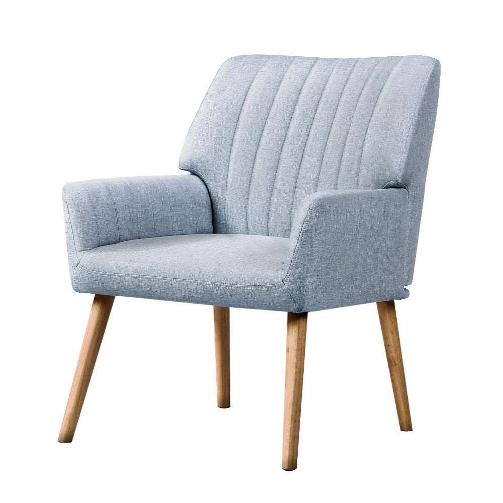 Armchair Fabric Blue Grey Sebastini