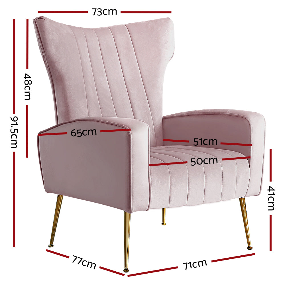 Armchair Pink Velvet Kate