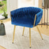 Artiss Dining Chair Velvet Weaving Armchair Blue