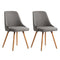 Dining Chairs Set of 2 Fabric Wooden Grey