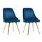 Dining Chairs Set of 2 Velvet Channel Tufted Blue