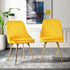 Dining Chairs Set of 2 Velvet Channel Tufted Yellow