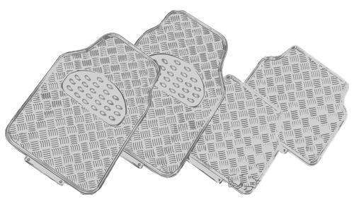 VENOM 4-Piece Car Mat - SILVER [Rubber/Aluminium Look]