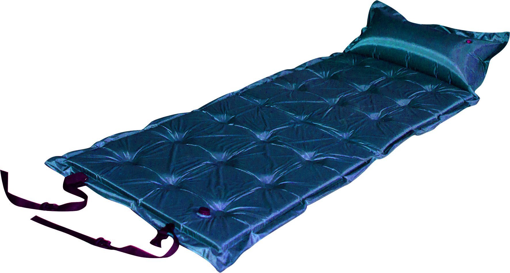 21-Points Self-Inflatable Satin Air Mattress With Pillow - DARK BLUE