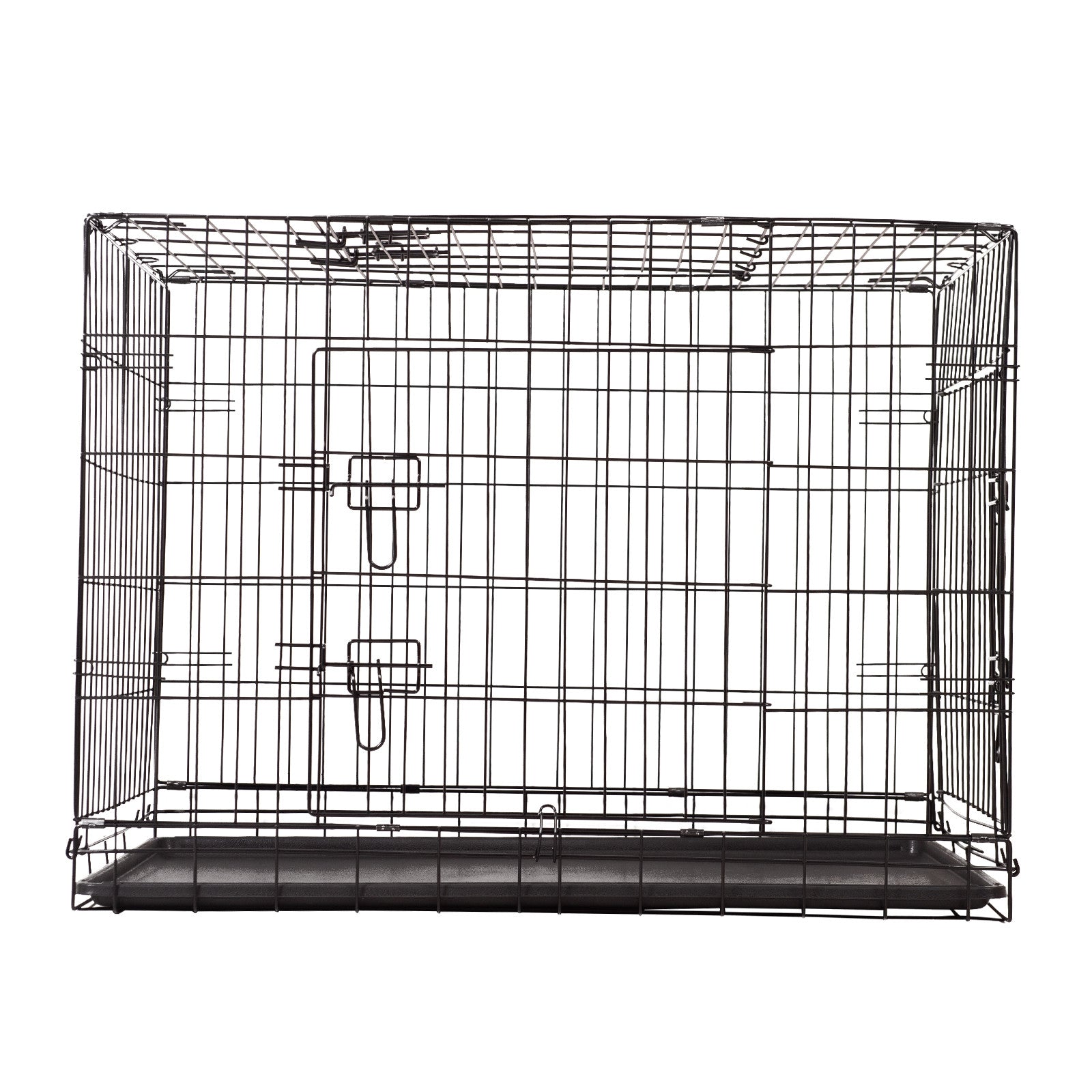 4Paws Dog Cage Pet Crate Cat Puppy Metal Cage ABS Tray Foldable Portable Black - 30