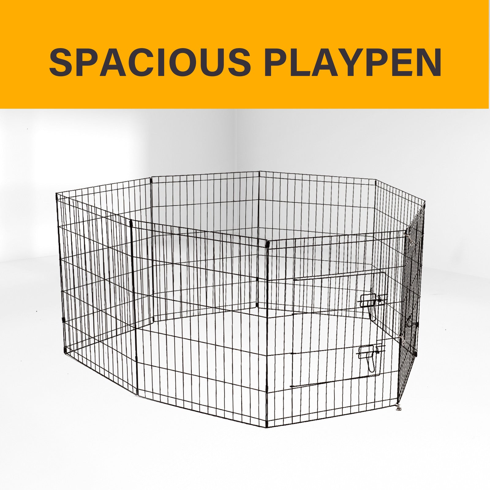 4Paws 8 Panel Playpen Puppy Exercise Fence Cage Enclosure Pets Black All Sizes - 24