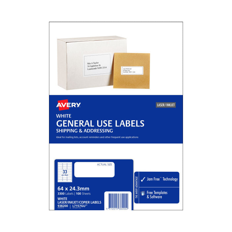 AVERY Gen Label L7157GU 33Up Bx100