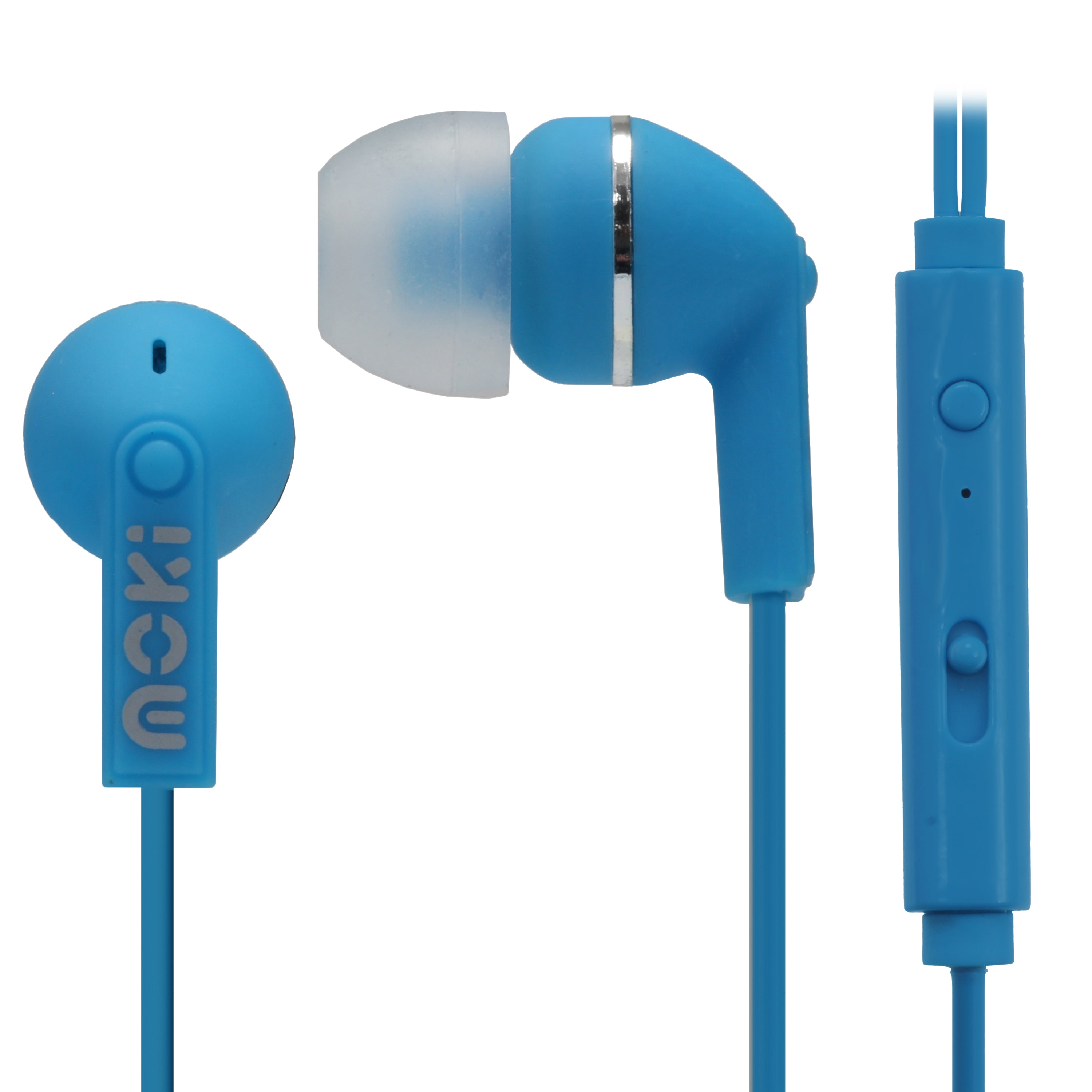 Noise Isolation Earbuds with microphone & control - BLUE