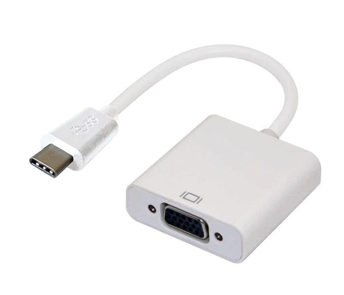 Thunderbolt USB 3.1 Type C USB-C to VGA Adapter Converter Male to Female for Apple Macbook Chromebook Pixel White