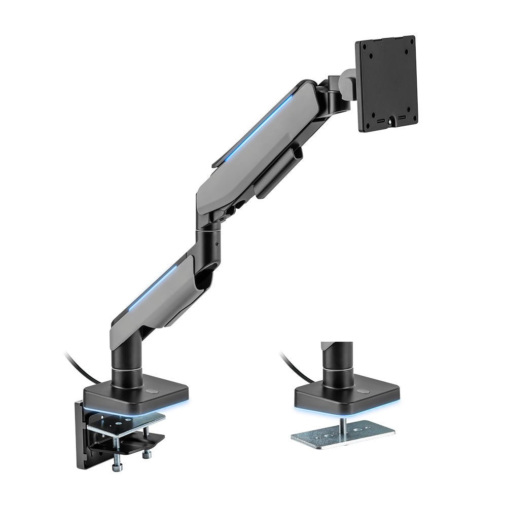 Single Heavy-Duty RGB Gaming Monitor Arm Fit Most 17'-49' Monitor VESA 75x75,100x100