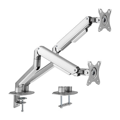 BRATECK Dual Monitor Economical Spring-Assisted Monitor Arm Fit Most 17'-32' Monitors, Up to 9kg per screen VESA 75x75/100x100 Matte Grey