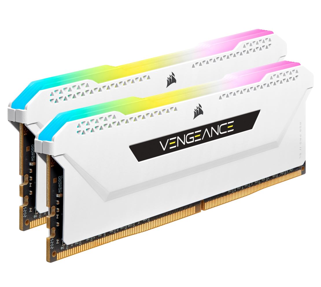 CORSAIR Vengeance RGB PRO SL 16GB (2x8GB) DDR4 3200Mhz C16 White Heatspreader Desktop Gaming Memory