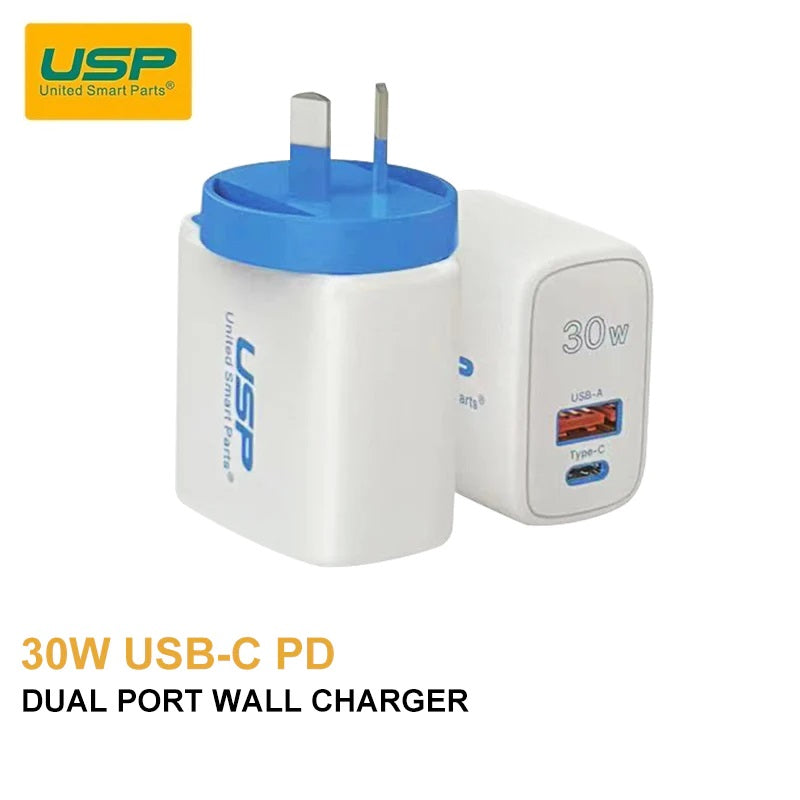30W Dual Port (USB-A + USB-C) PD Fast Wall Charger - (6972475750633), PD + QC3.0 Fast & Safe Charge, Compact, Travel-Ready, FireProof Material
