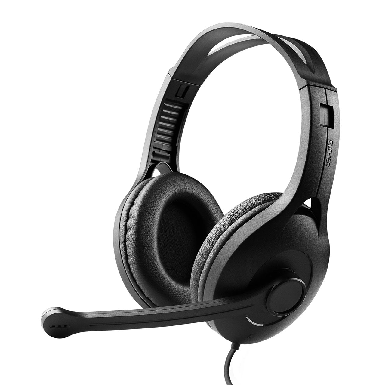 K800 USB Headset with Microphone - 120 Degree Microphone Rotation, Leather Padded Ear Cups, Volume/Mute Control - Ideal for Gaming, Business