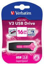 16GB V3 USB3.0 Pink Store inchn inchGo V3 Rectractable USB Storage Drive Memory Stick