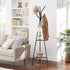 Black Coat Rack Stand Industrial Style 2 Shelves Clothes