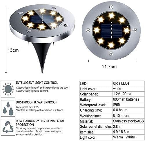 8 Pack LED Solar Pathway Lights Outdoor Solar Ground Lights Warm White