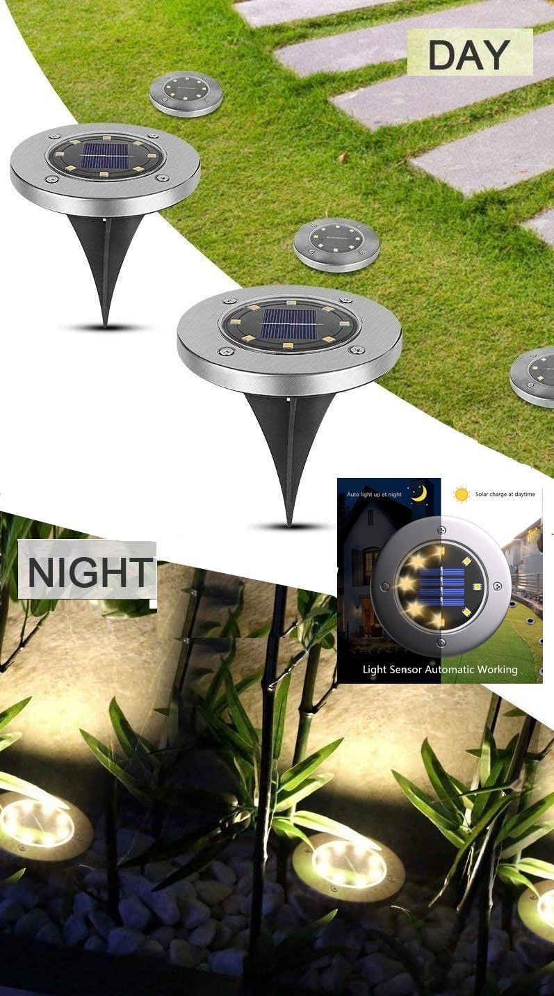 8 Pack LED Solar Pathway Lights Outdoor Solar Ground Lights Warm White