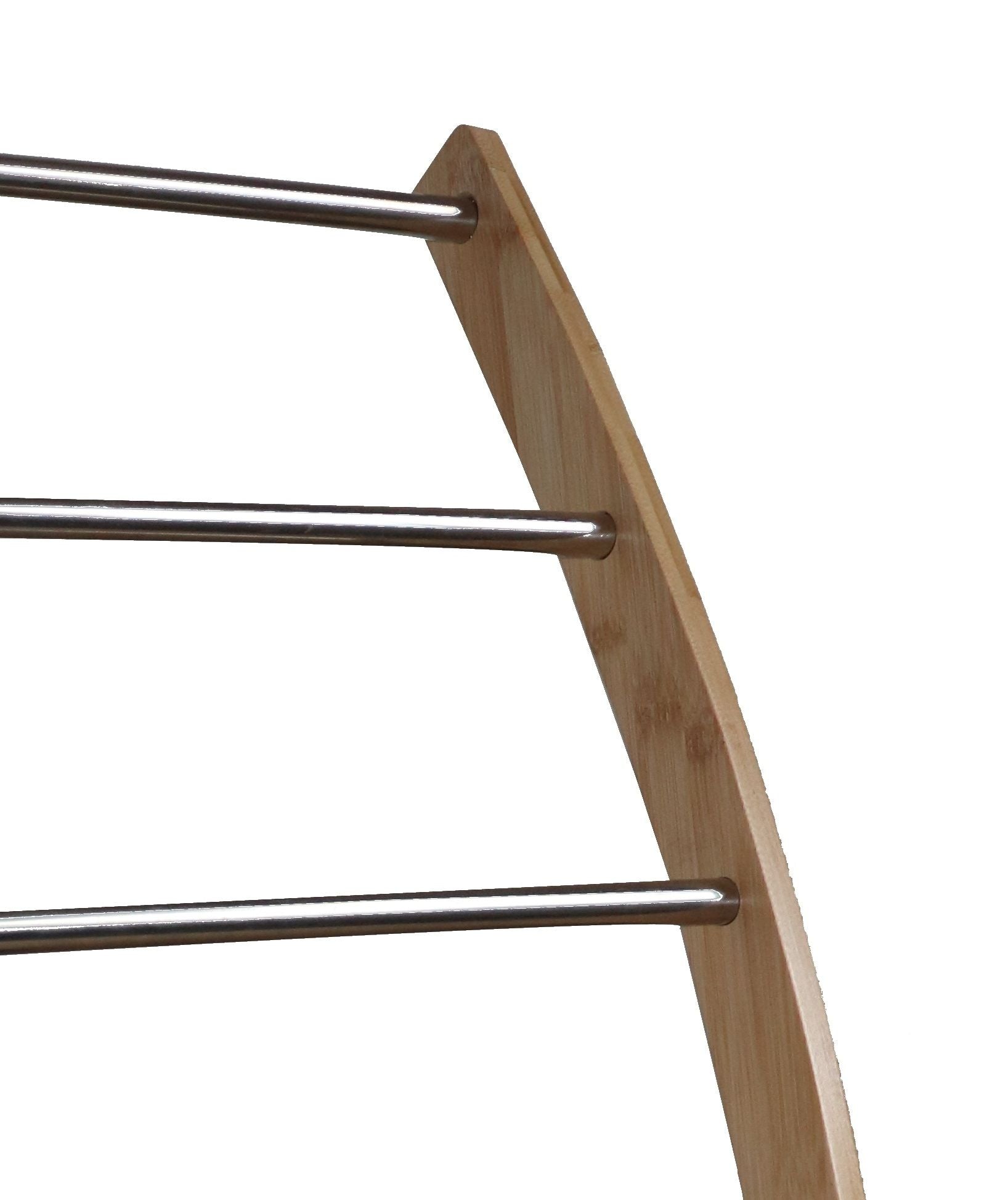 Bamboo Towel Bar Metal Holder Rack 3Tier Freestanding and Bottom shelf for Bathroom