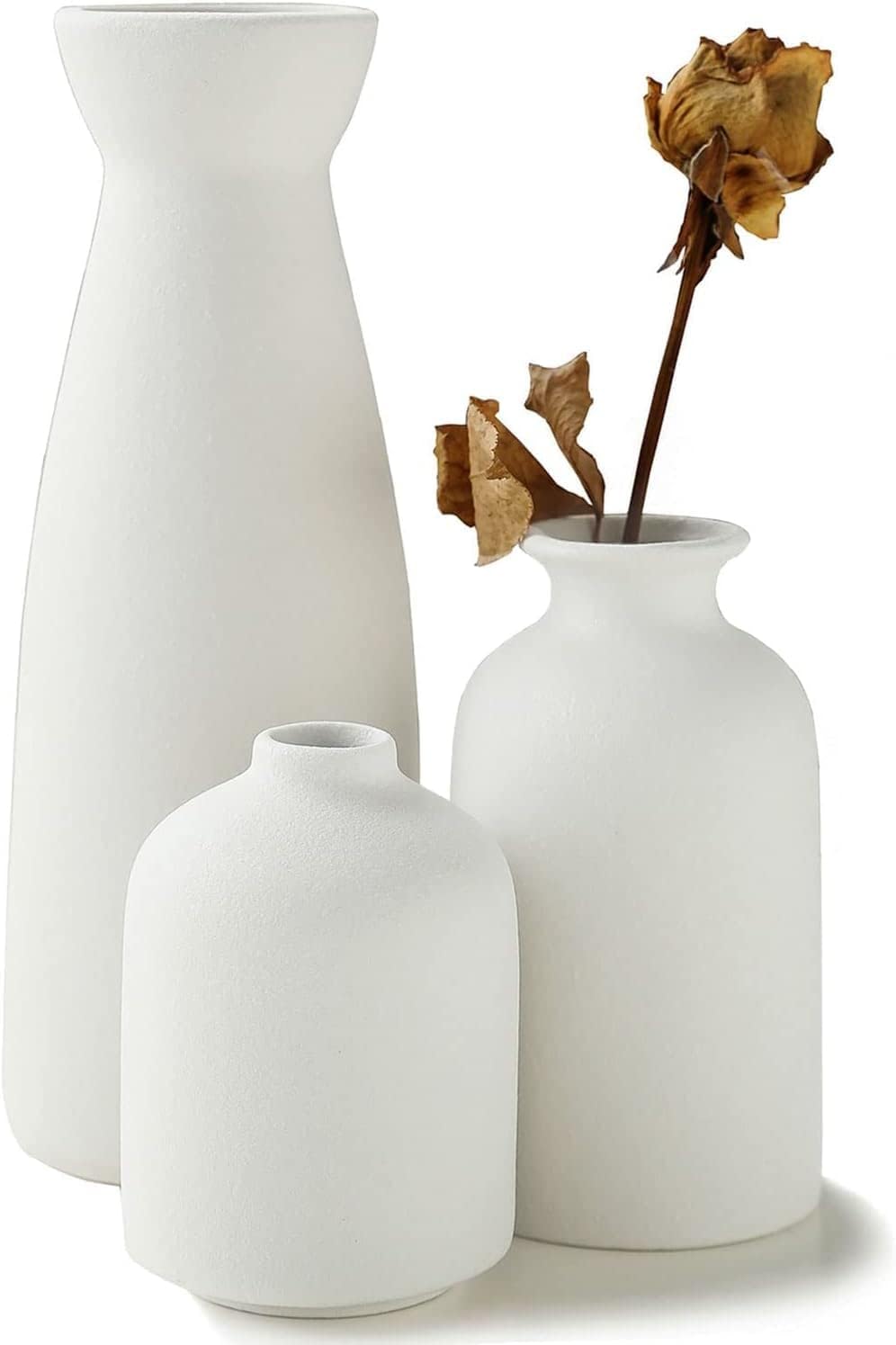 Ceramic Set of 3 Modern White Vases for Home Dï¿½cor