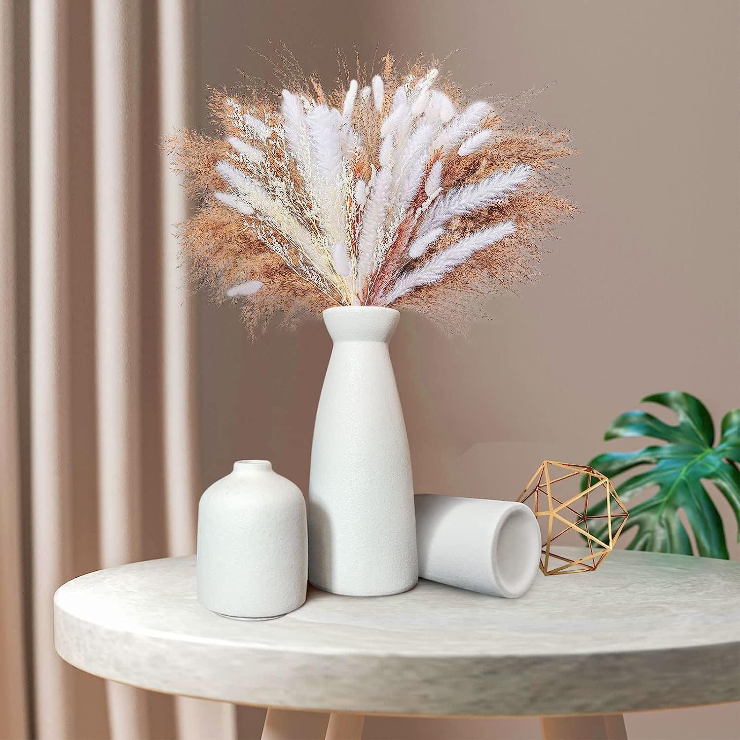 Ceramic Set of 3 Modern White Vases for Home Dï¿½cor