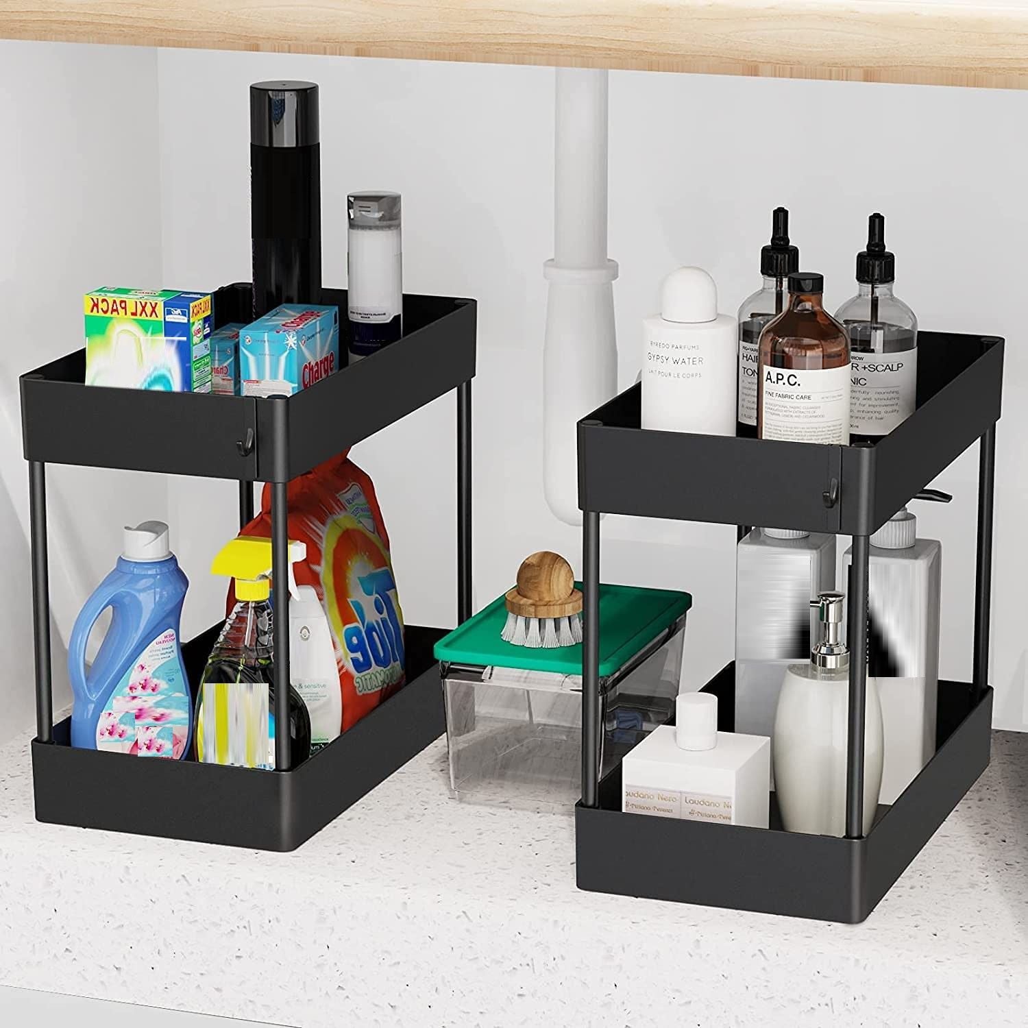 2 Tier MultiPurpose Under Sink Organizer Shelf Storage Rack for Bathroom and Kitchen