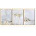 Wall Art 60cmx90cm Abstract golden white 3 Sets Gold Frame Canvas
